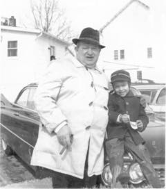 dad & my nephew, Kenny, on the hood of 1959 caddy